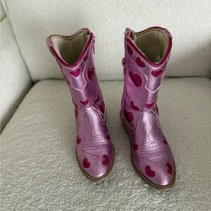 Sparkly Pink Heart Kids Boots